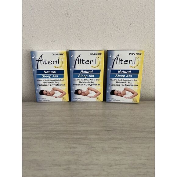 Alteril Natural Sleep Aid Lot Of 3 Boxes w/L-Tryptophan 30 tablets Ea. Exp 07/24 - Picture 2 of 4